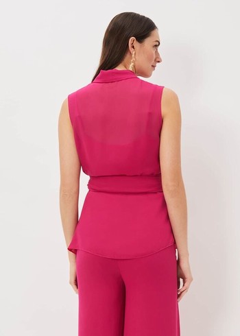 Phase Eight Florentine Sleeveless Wrap Shirts Pink Canada | WYLRNX-910